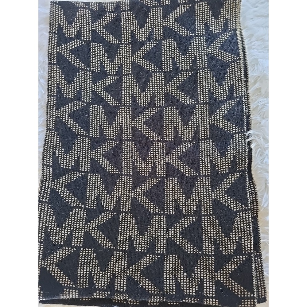 Michael Kors Women Scarf MK Logo Beige And Black Two Sides